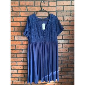 Navy blue with lace swing dress